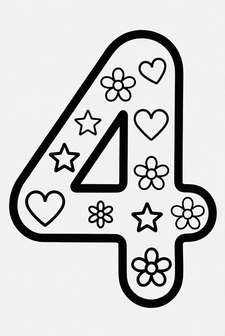 Dört (4) Sayısı Boyama Boyama