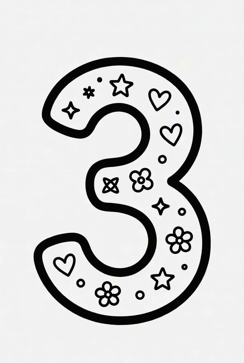 Üç (3) Sayısı Boyama Boyama