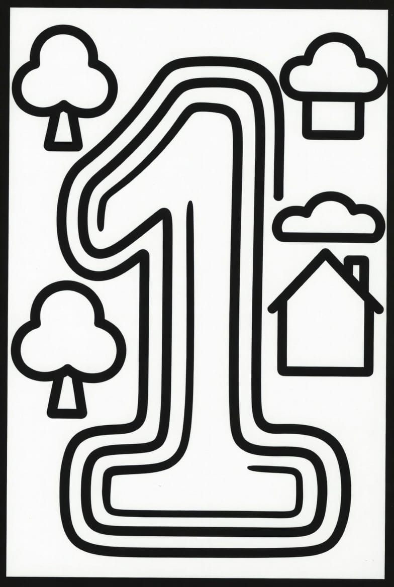 Bir (1) Sayısı Boyama Boyama