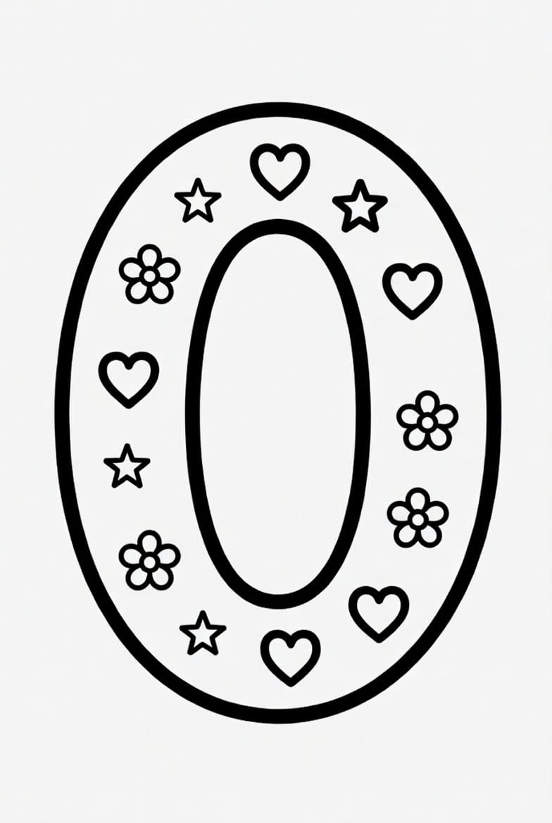 Sıfır Rakamı Boyama Sayfasını Ücretsiz İndir, Yazdır ve Boya