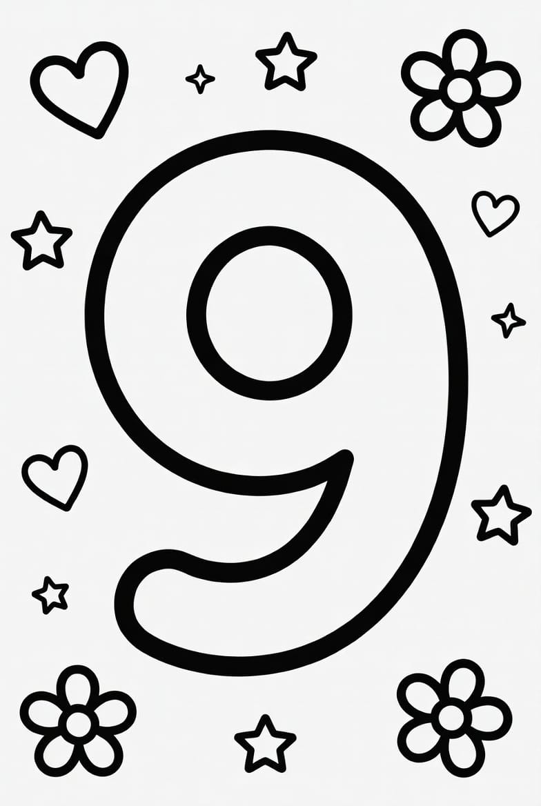 Dokuz (9) Sayısı Boyama Boyama