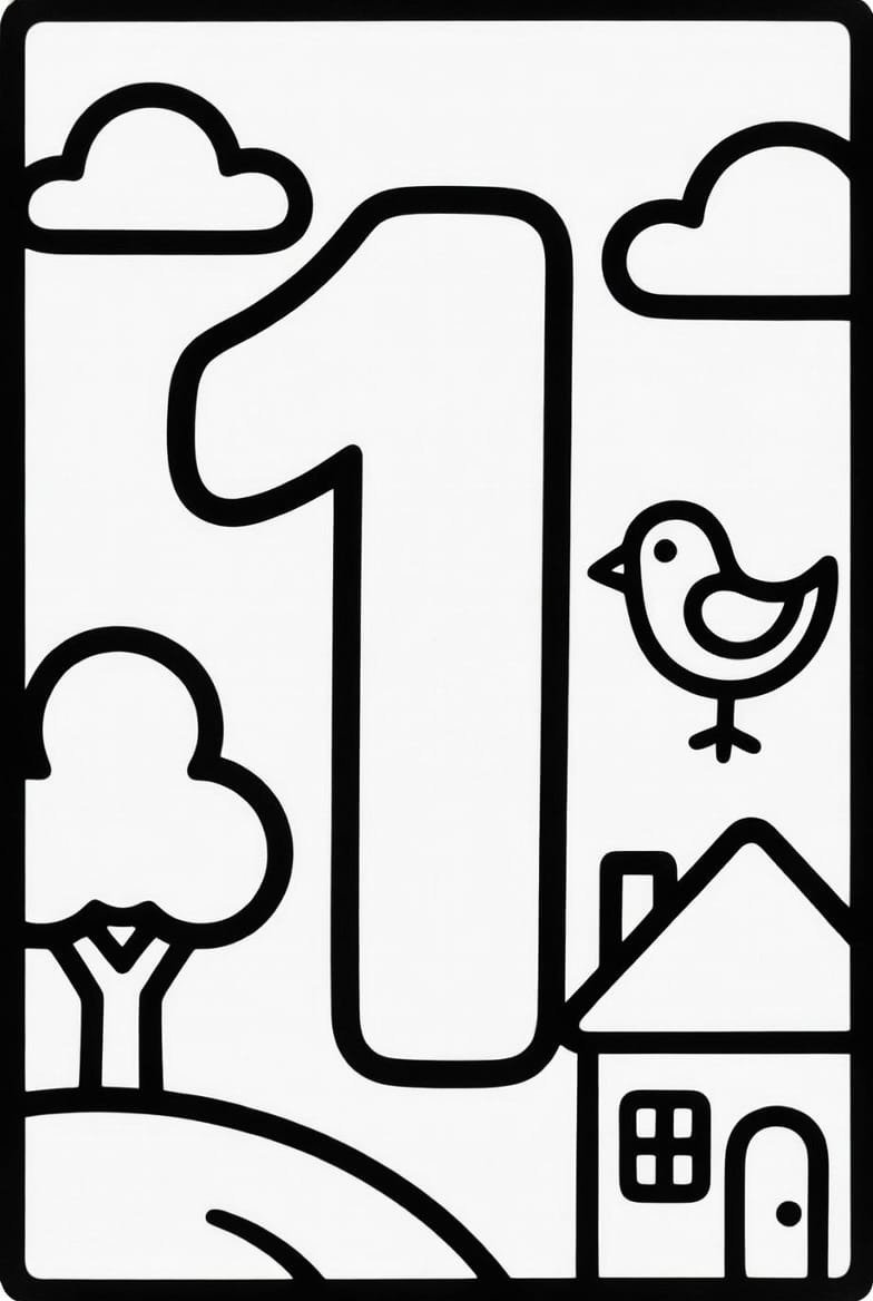 Bir (1) Rakamı Boyama Boyama