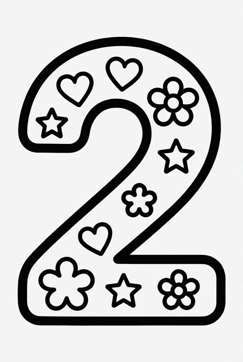 İki (2) Rakamı Boyama Boyama