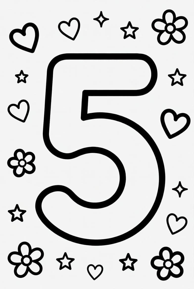 Beş (5) Rakamı Boyama Boyama