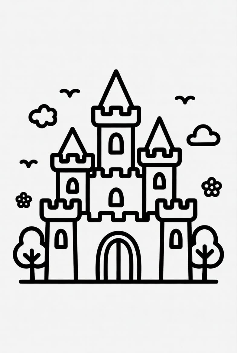 Çocuklar İçin Şato Boyama Boyama