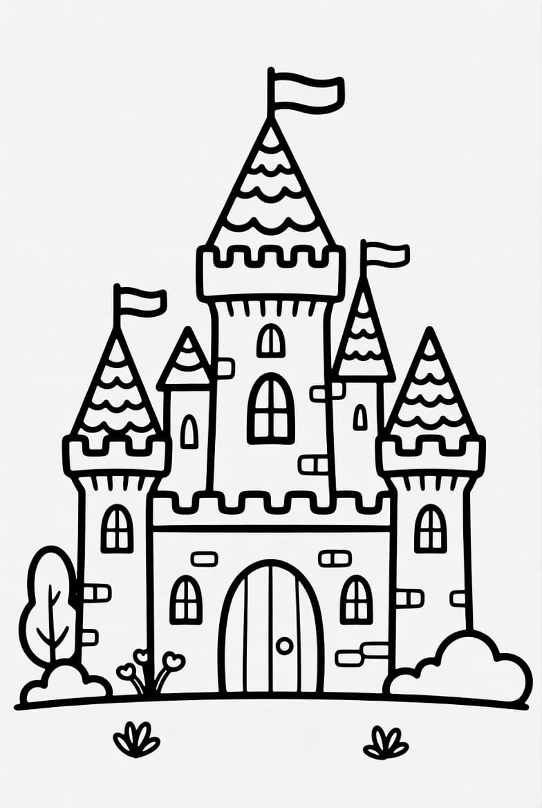 Tatlı Şato Boyama Sayfasını Ücretsiz İndir, Yazdır ve Boya