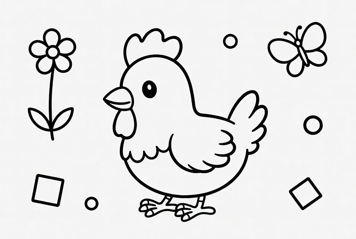 Çiftlikteki Tavuk Boyama Boyama