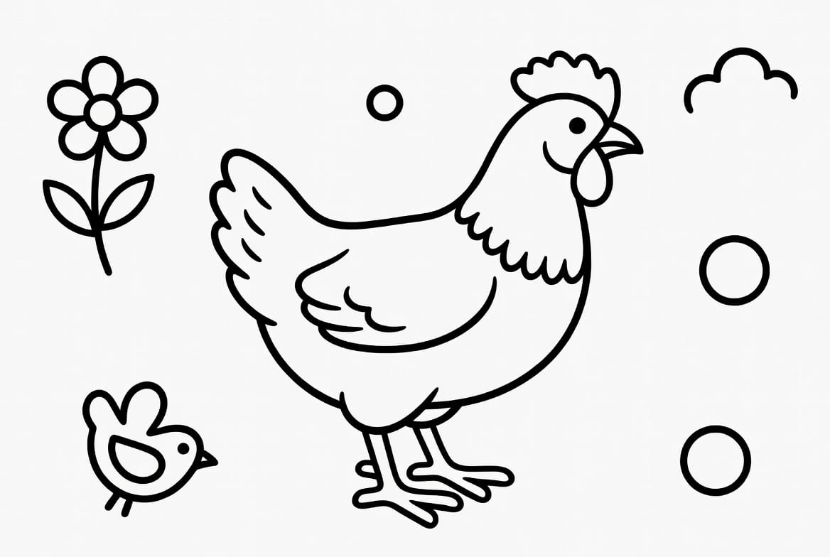 Tatlı Tavuk Boyama Sayfasını Ücretsiz İndir, Yazdır ve Boya
