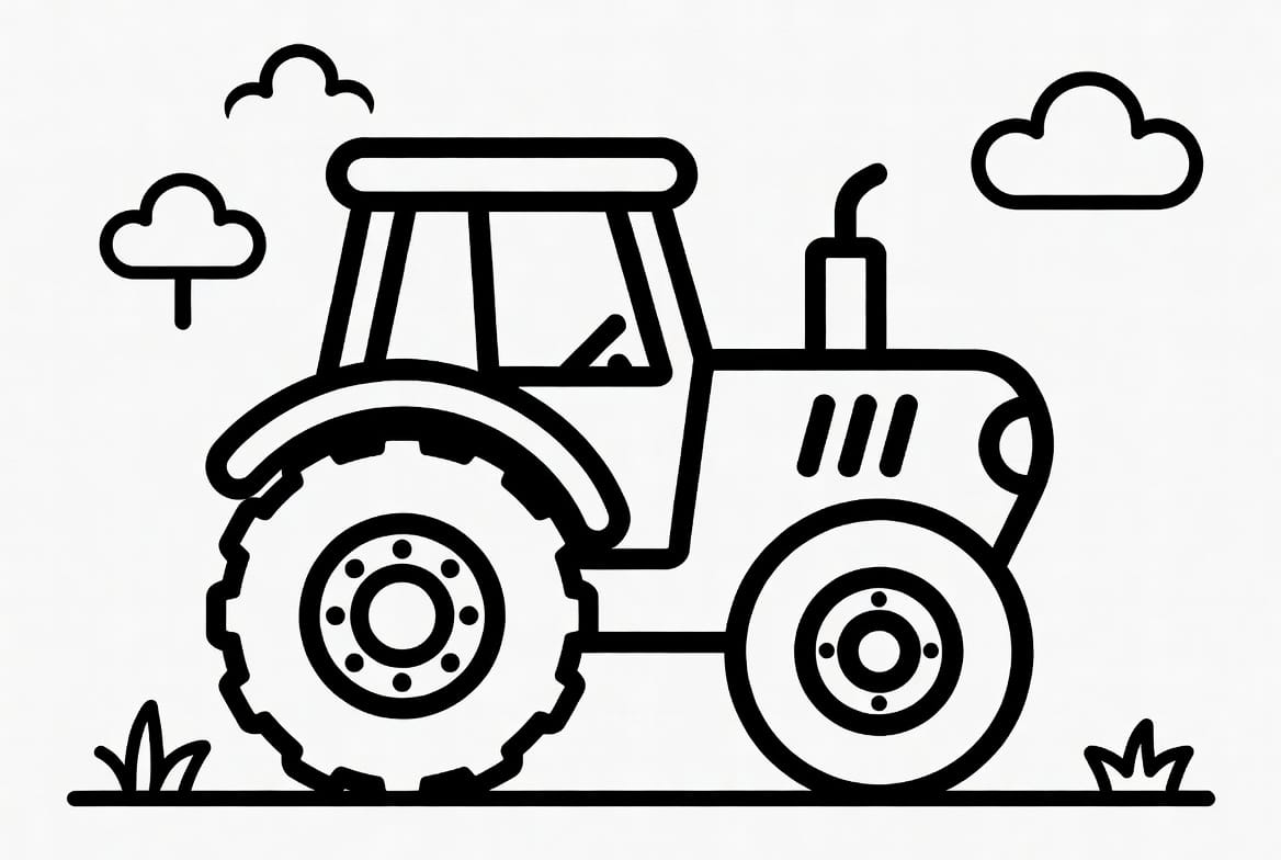 Dev Traktör Boyama Sayfasını Ücretsiz İndir, Yazdır ve Boya