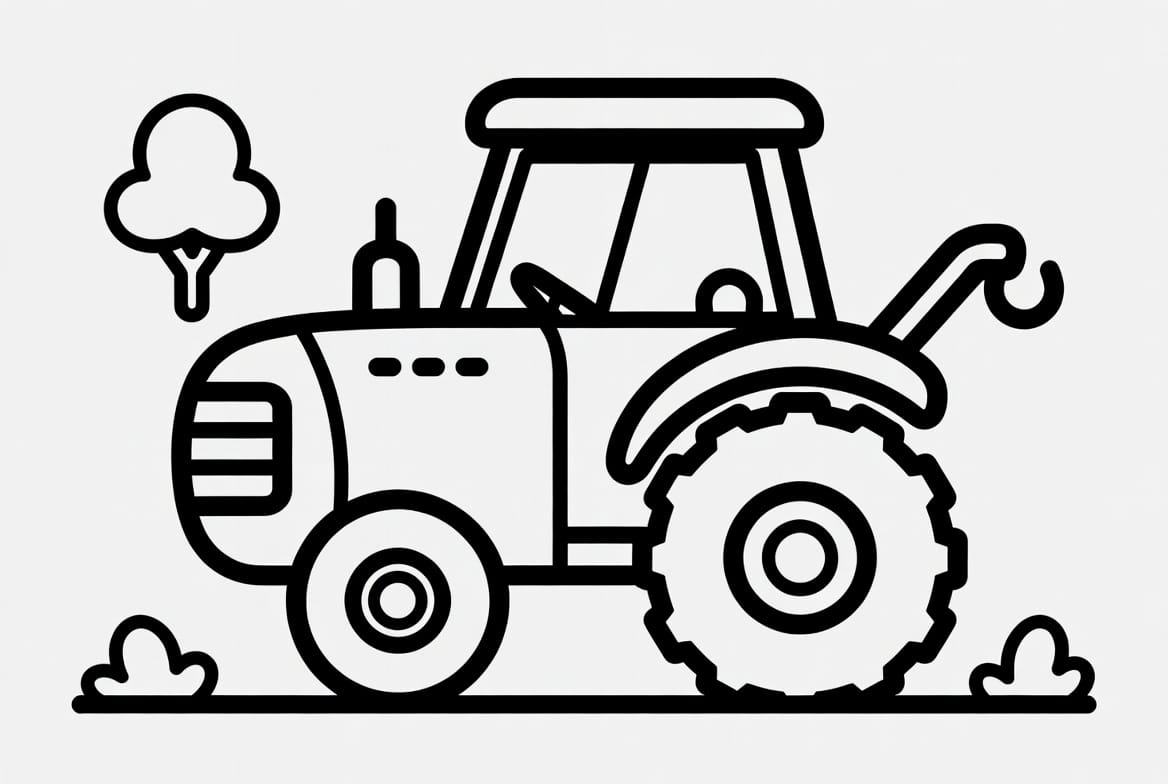 Modern Traktör Boyama Sayfasını Ücretsiz İndir, Yazdır ve Boya