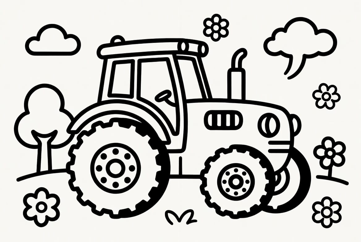 Römorklu Traktör Boyama Boyama