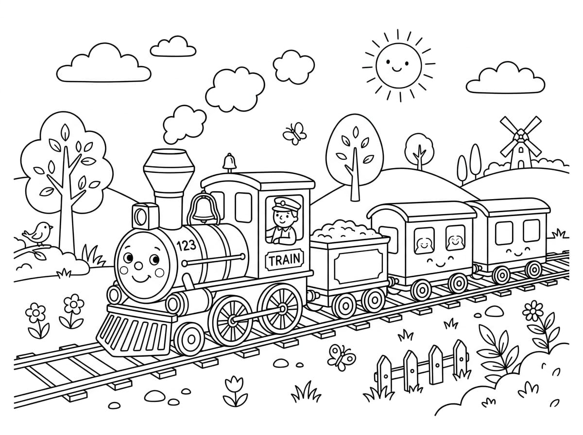 Sevimli Tren Boyama Boyama