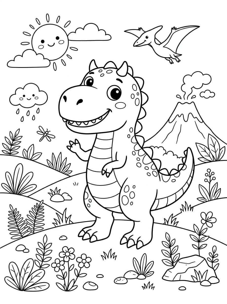 Okul Öncesi T-rex Boyama Boyama