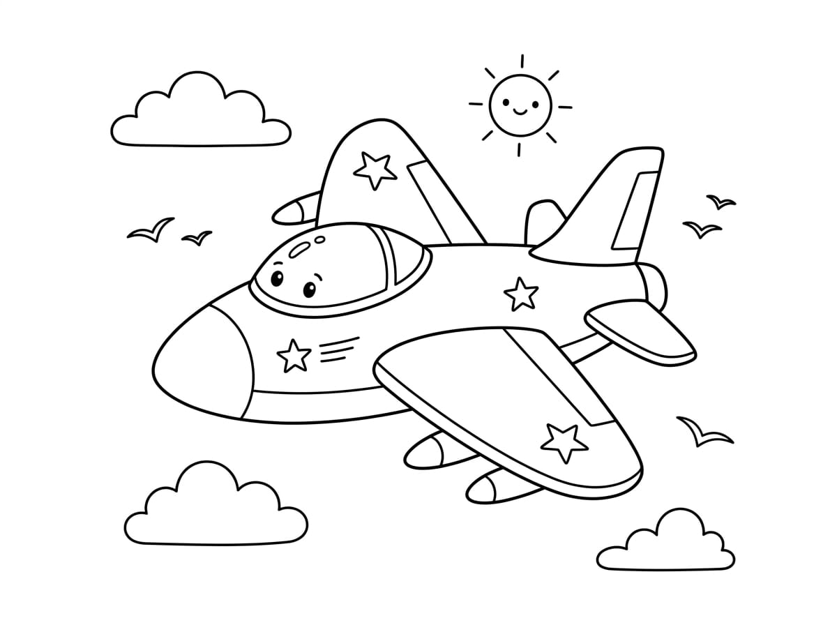 Sevimli Jet Boyama Sayfasını Ücretsiz İndir, Yazdır ve Boya