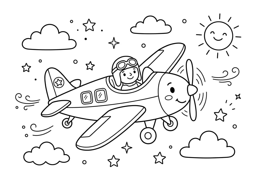 Okul Öncesi Uçak Boyama Boyama