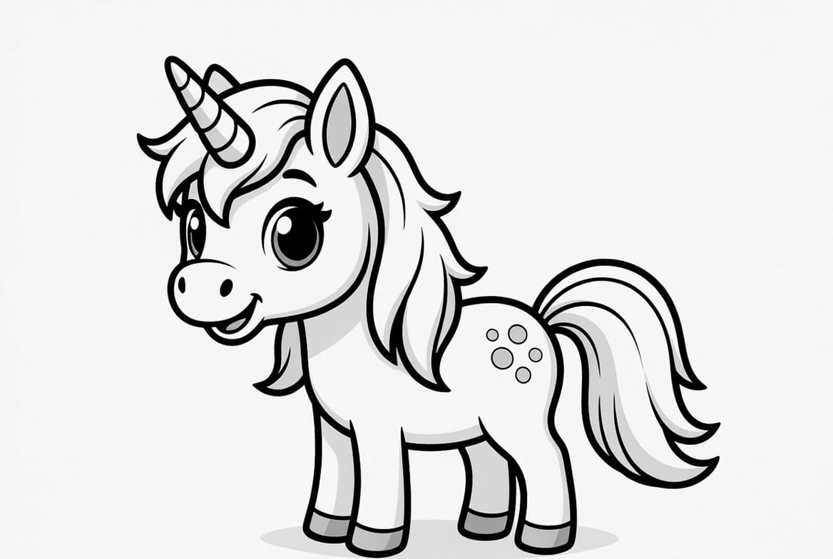 Tatlı Unicorn Boyama Sayfasını Ücretsiz İndir, Yazdır ve Boya