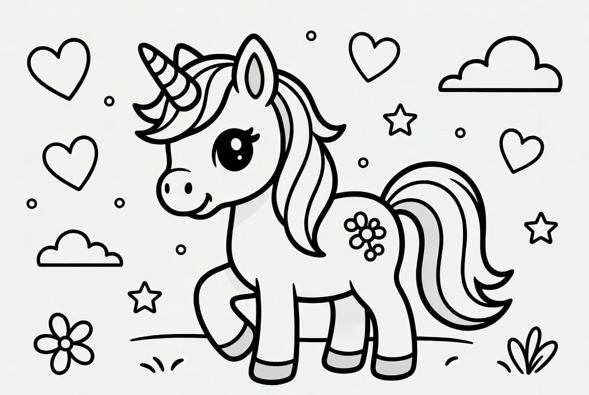 Kanatlı Unicorn Boyama Sayfasını Ücretsiz İndir, Yazdır ve Boya