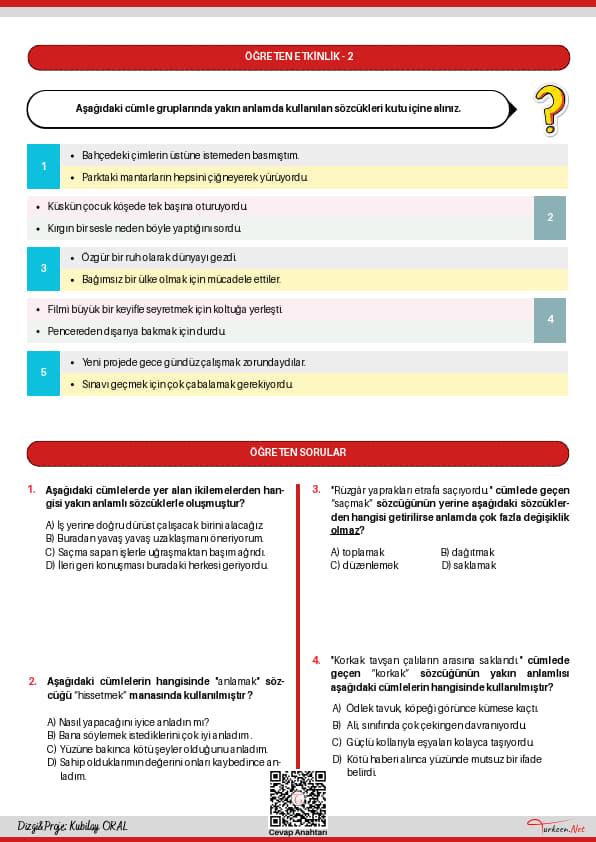 Yakın Anlamlı Sözcükler_2 Yakın Anlamlı Sözcükler_2