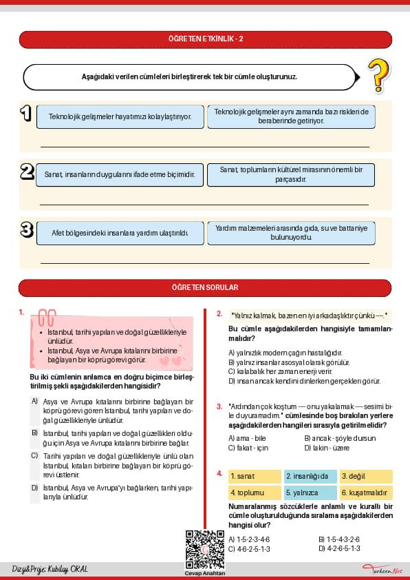 Cümle Oluşturma, Tamamlama ve Birleştirme_2 Cümle Oluşturma, Tamamlama ve Birleştirme_2