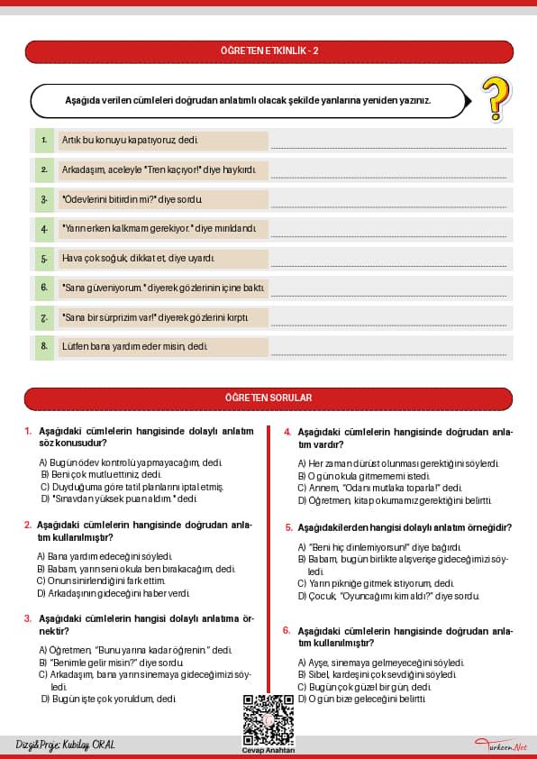 Doğrudan ve Dolaylı Anlatım_2 Doğrudan ve Dolaylı Anlatım_2