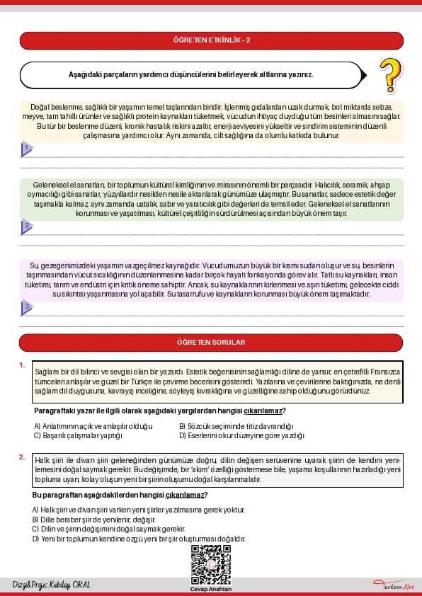Paragrafın Yardımcı Düşünceleri_2 Paragrafın Yardımcı Düşünceleri_2