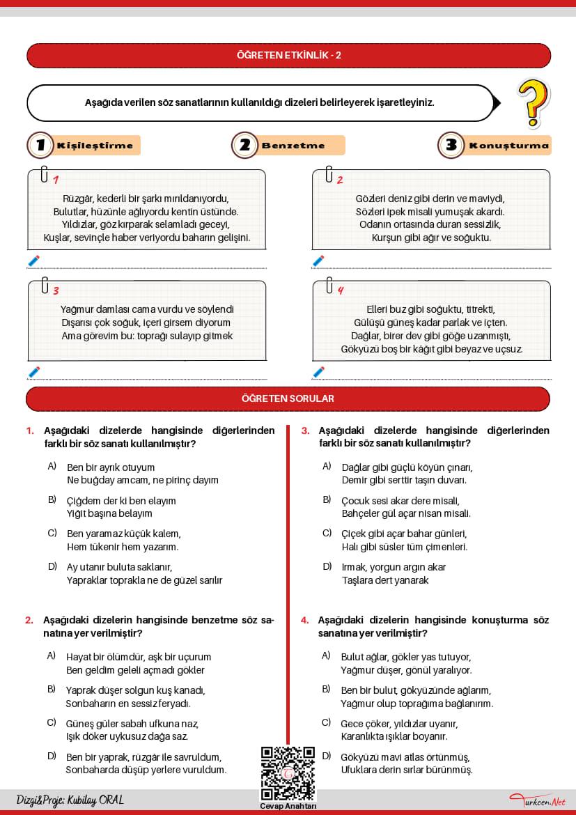 5. Sınıf Söz Sanatları Çalışma Kâğıdı_2 5. Sınıf Söz Sanatları Çalışma Kâğıdı_2