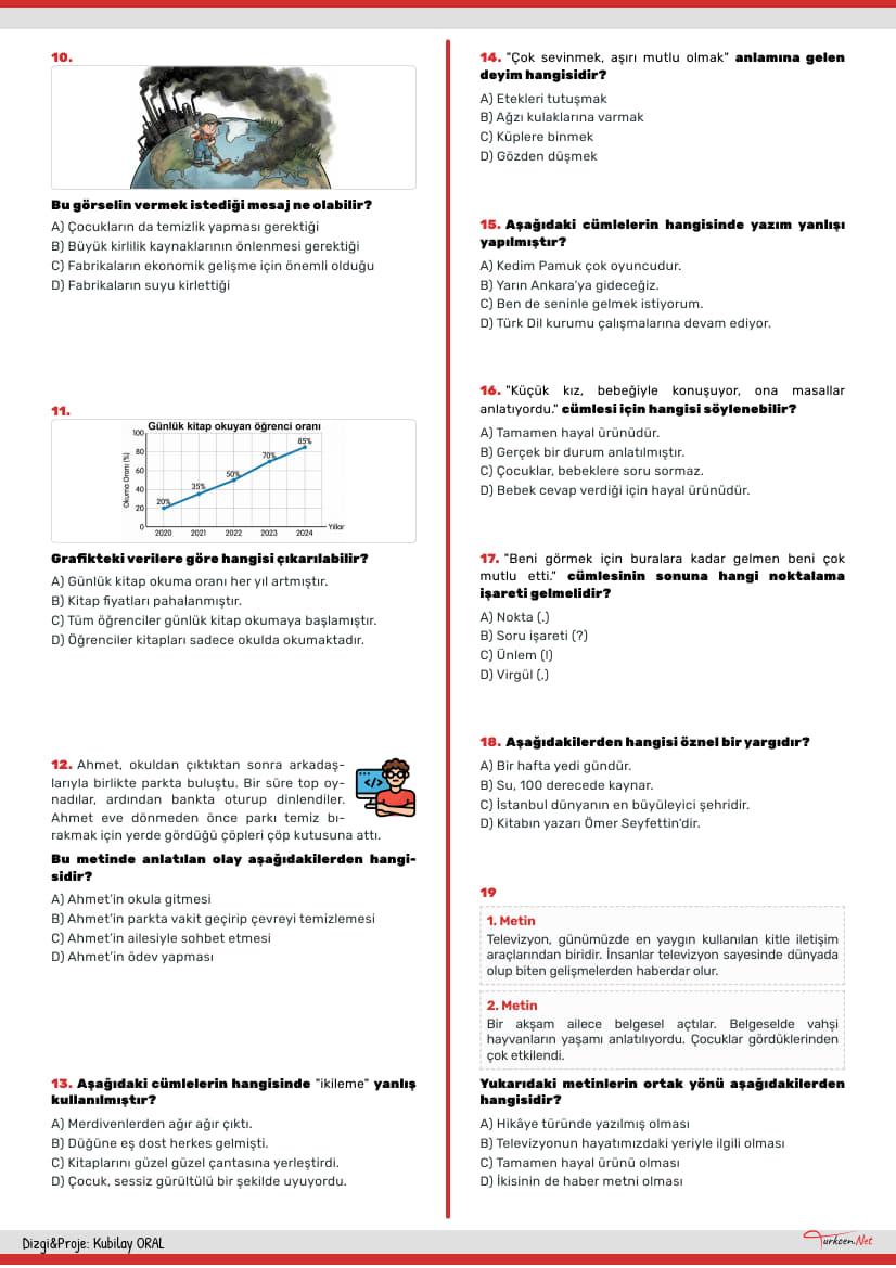 5. Sınıf Türkçe Tarama Testi - Eylül Ayı_2 5. Sınıf Türkçe Tarama Testi - Eylül Ayı_2