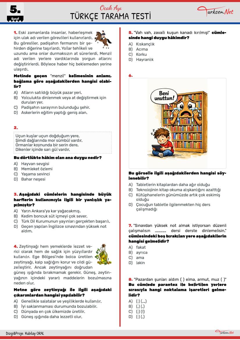 Türkçe Tarama Testi - Ocak_1 Türkçe Tarama Testi - Ocak_1