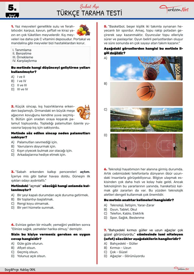 Türkçe Tarama Testi Şubat_1 Türkçe Tarama Testi Şubat_1