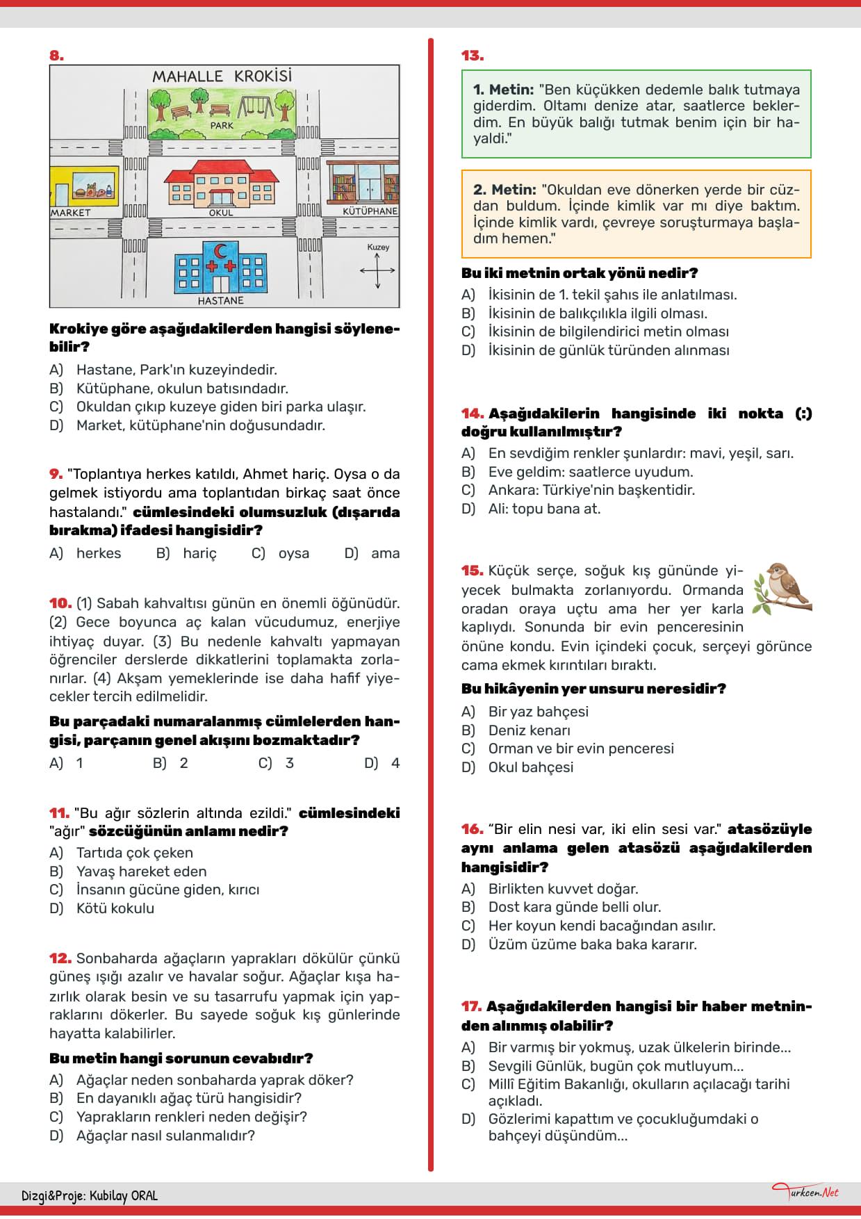 6. Sınıf Türkçe Tarama Testi-1 - Haziran_2 6. Sınıf Türkçe Tarama Testi-1 - Haziran_2