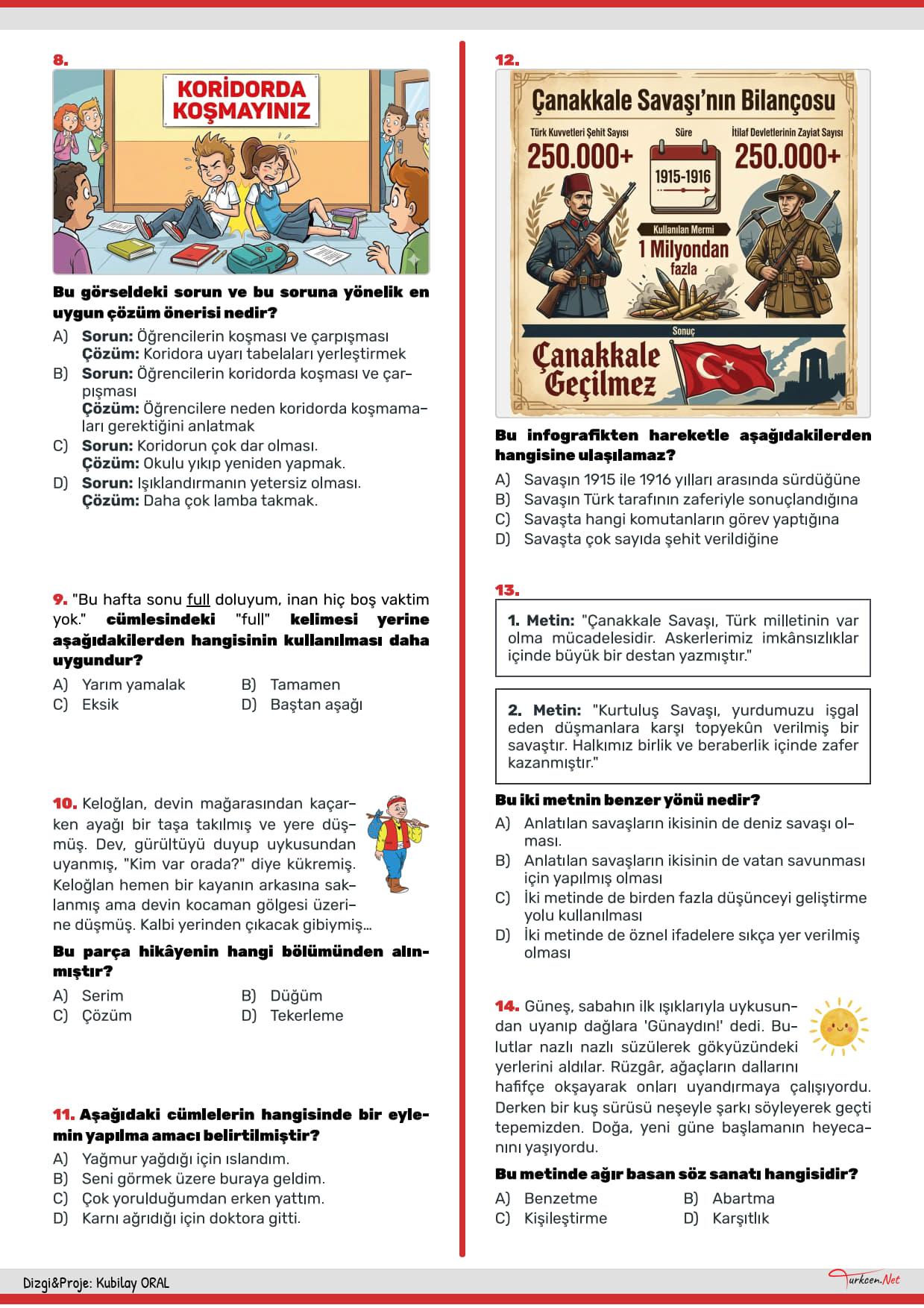 6. Sınıf Türkçe Tarama Testi-2 - Mart_2 6. Sınıf Türkçe Tarama Testi-2 - Mart_2