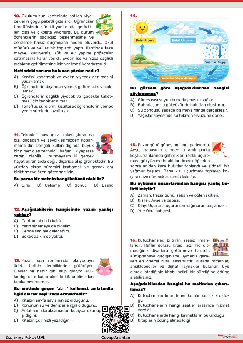 6. Sınıf Türkçe Tarama Testi-2_2 6. Sınıf Türkçe Tarama Testi-2_2