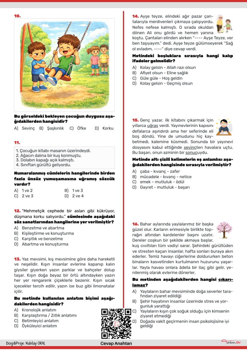 Türkçe Tarama Testi-2 - 6. Sınıf Şubat 2. Test_2 Türkçe Tarama Testi-2 - 6. Sınıf Şubat 2. Test_2