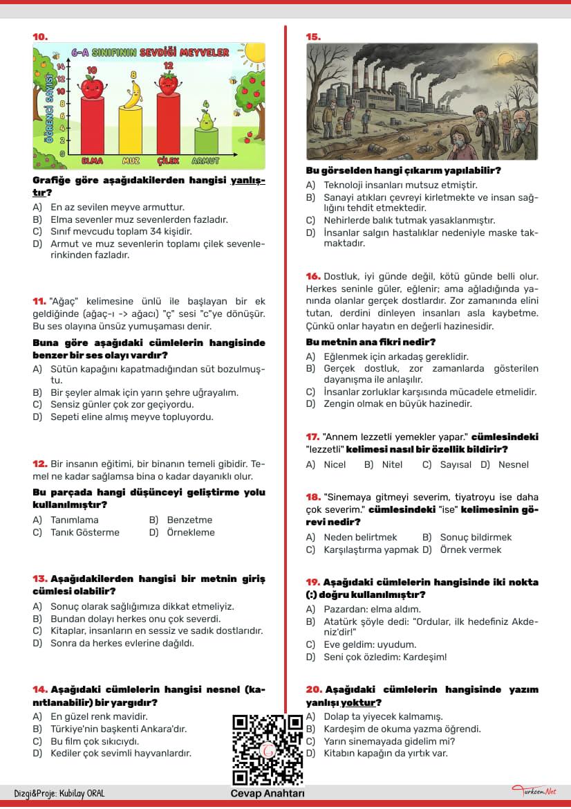 Türkçe Tarama Testi-2 - Aralık 6. Sınıf_2 Türkçe Tarama Testi-2 - Aralık 6. Sınıf_2
