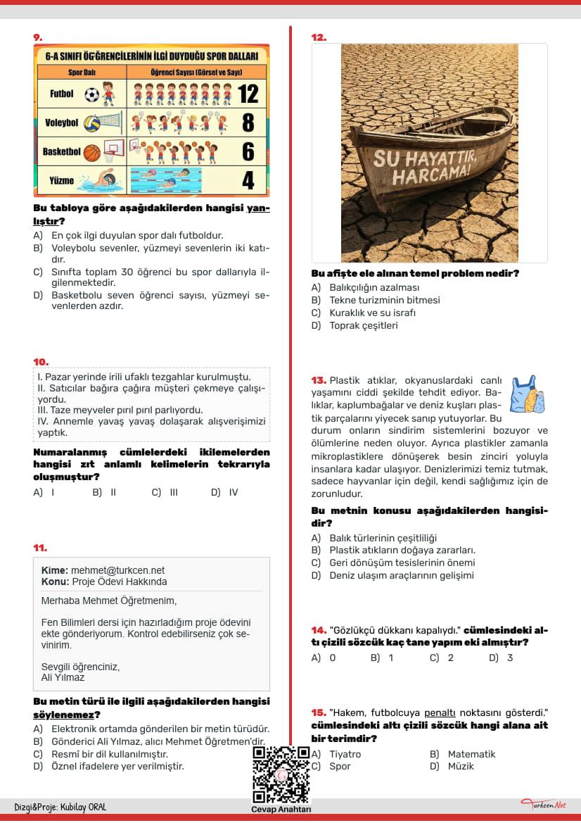 Türkçe Tarama Testi-2 - Ocak 6. Sınıf_2 Türkçe Tarama Testi-2 - Ocak 6. Sınıf_2