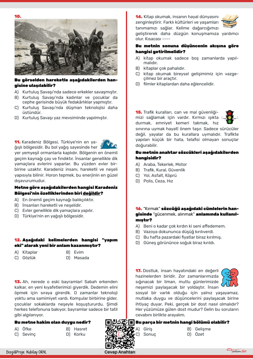 Türkçe Tarama Testi - 6. Sınıf Ekim_2 Türkçe Tarama Testi - 6. Sınıf Ekim_2