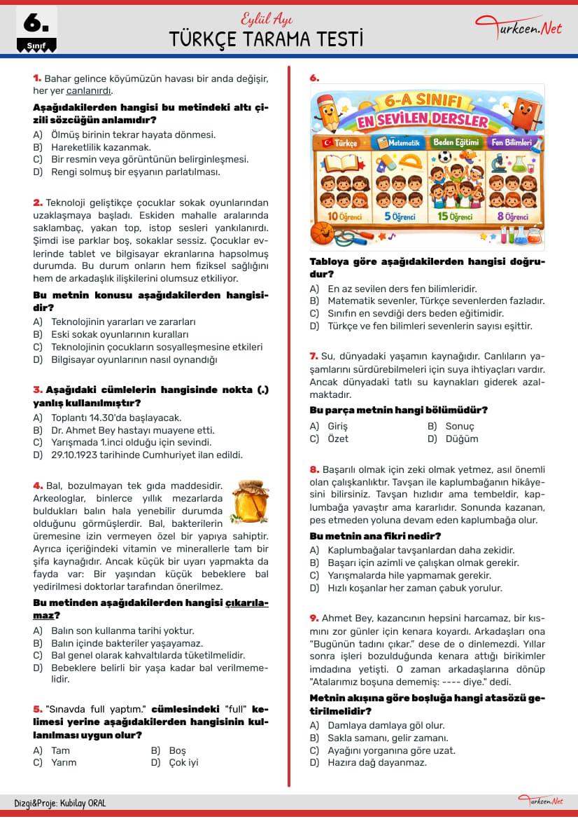 Türkçe Tarama Testi - Eylül-1_1 Türkçe Tarama Testi - Eylül-1_1