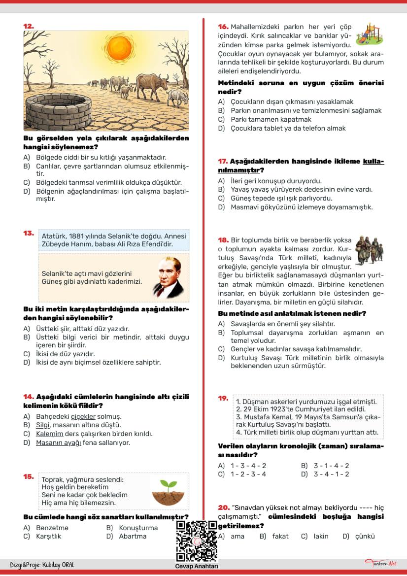 Türkçe Tarama Testi - Kasım Ayı_2 Türkçe Tarama Testi - Kasım Ayı_2