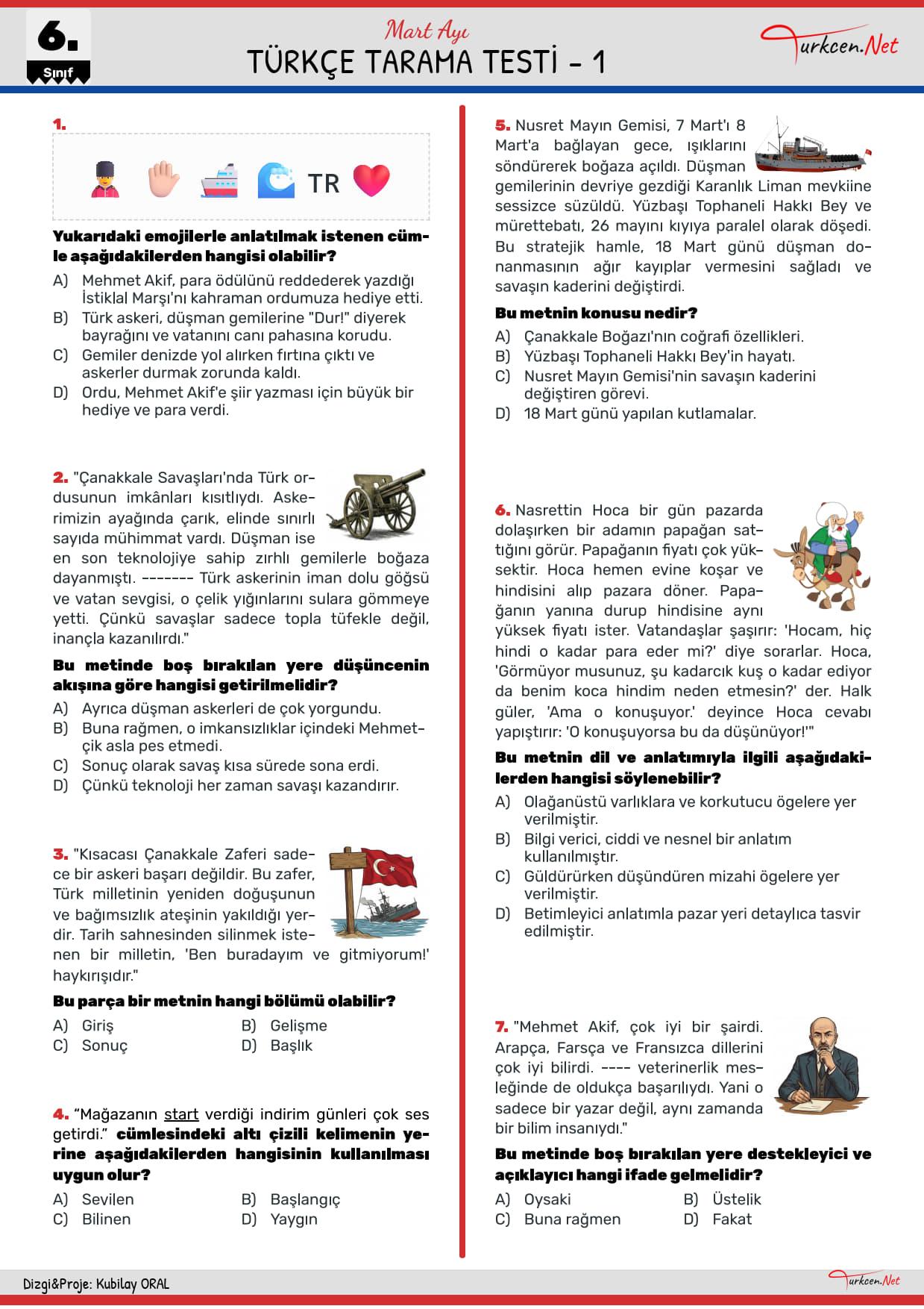 Türkçe Tarama Testi - Mart-1_1 Türkçe Tarama Testi - Mart-1_1