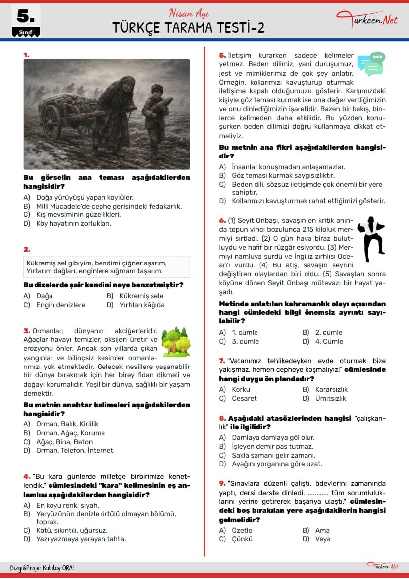 Türkçe Tarama Testi - Nisan_1 Türkçe Tarama Testi - Nisan_1