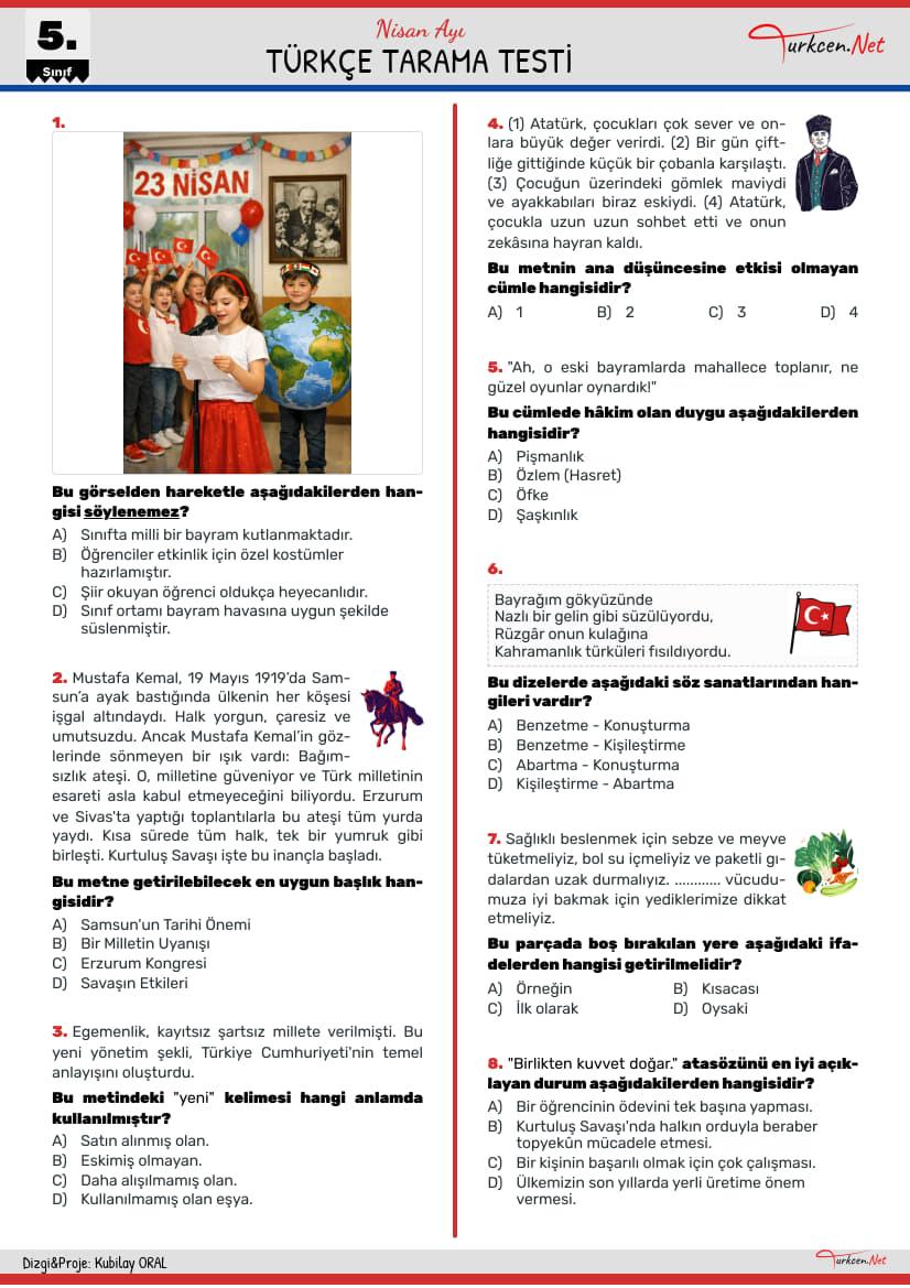 Türkçe Tarama Testi Nisan_1 Türkçe Tarama Testi Nisan_1