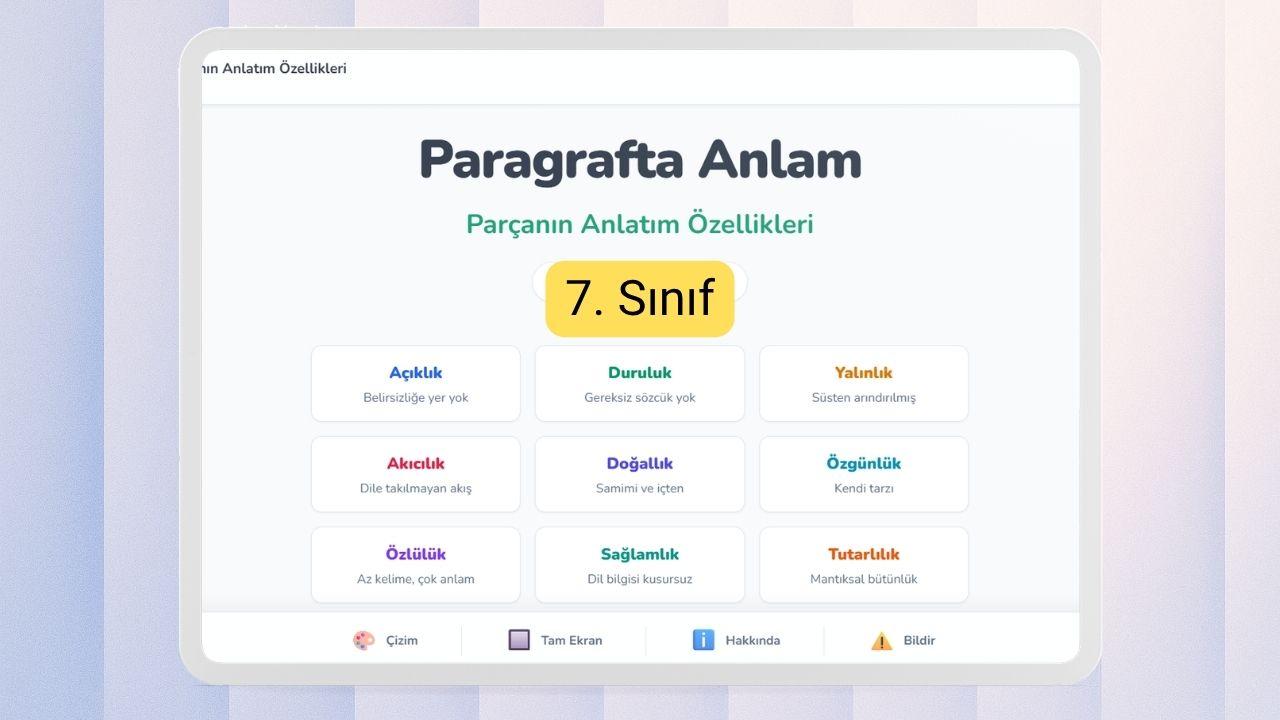 7. Sinif Parcanin Anlatim Ozellikleri