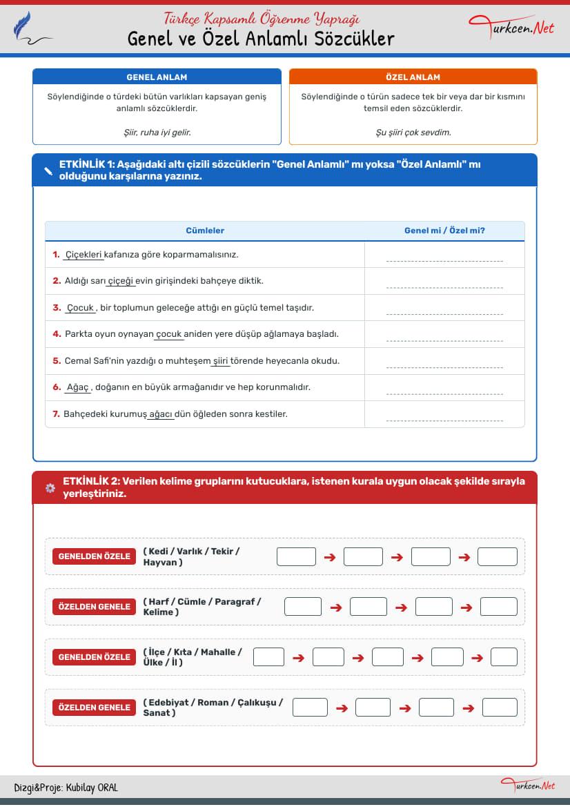7. Sinif Soz Varligi Genel Ve Ozel Anlam 1