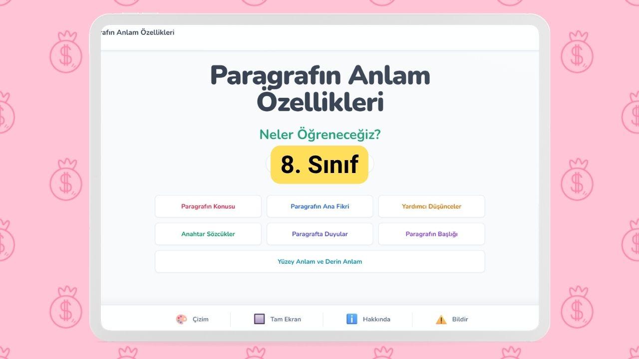 8. Sinif Paragrafin Anlam Ozellikleri Akilli Tahta Sunusu