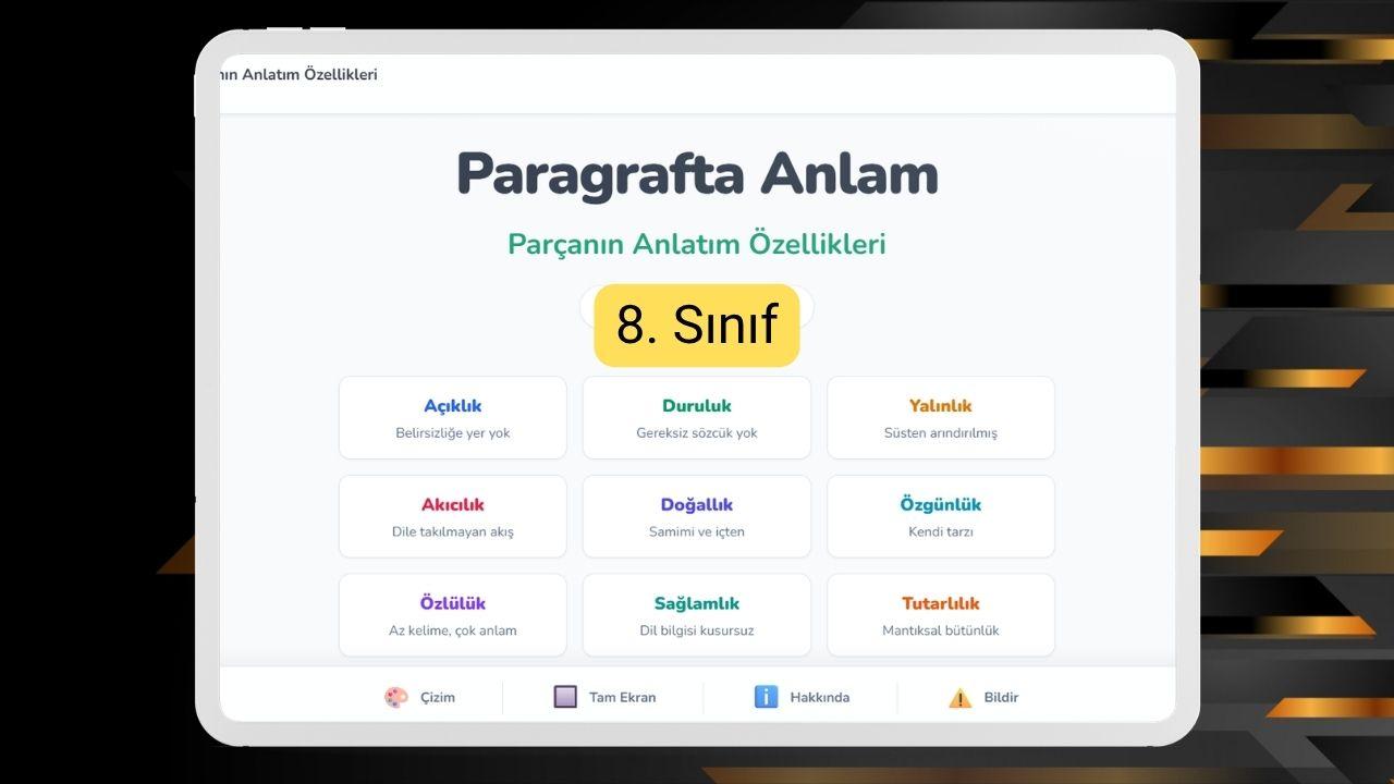 8. Sinif Parcanin Anlatim Ozellikleri