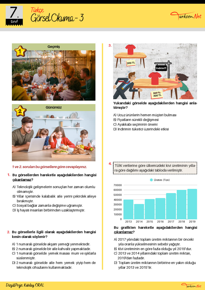 7. Sinif Gorsel Okuma Testi 3 Turkcen Serisi 1