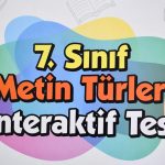 7. Sinif Metin Turleri 3 Testi Coz