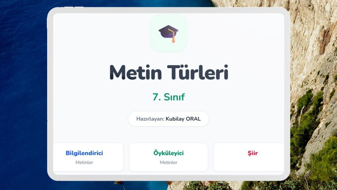 7. Sinif Metin Turleri Akilli Tahta Sunusu