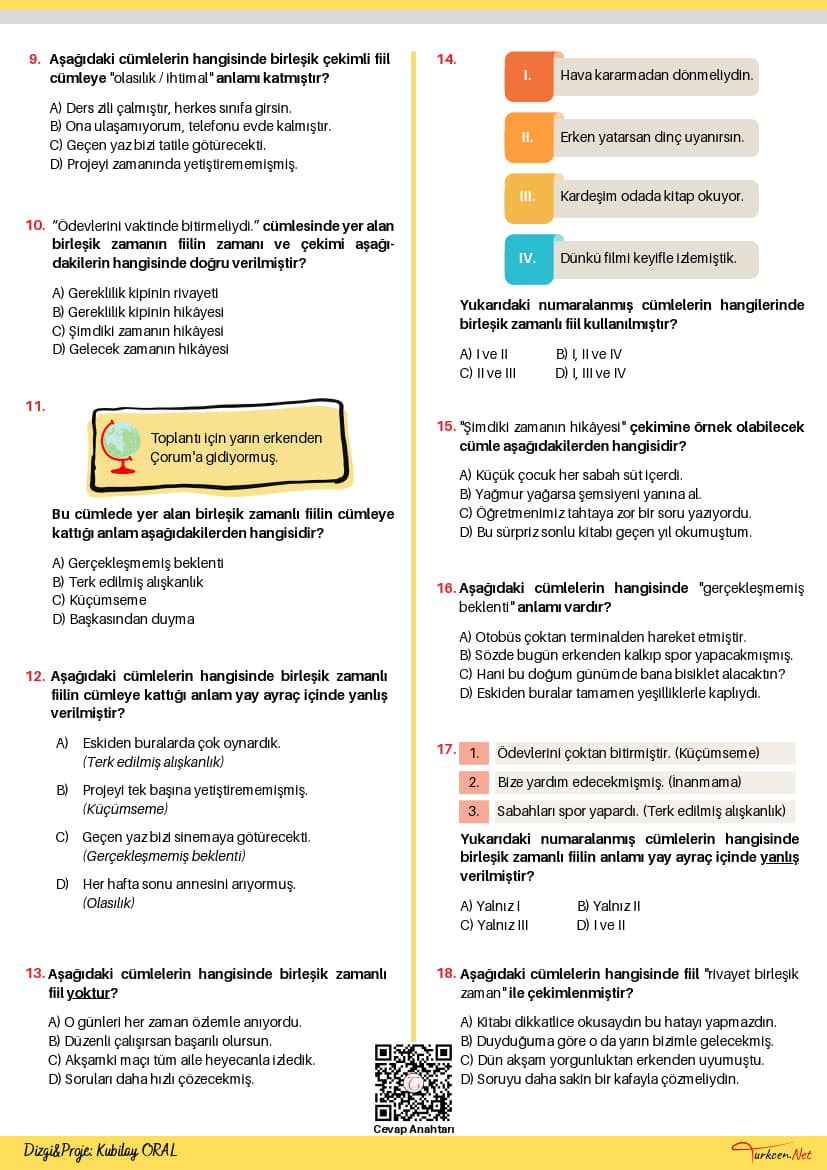 7. Sınıf Birleşik Zamanlı Fiiller Testi (Turkcen Serisi)_2 7. Sınıf Birleşik Zamanlı Fiiller Testi (Turkcen Serisi)_2