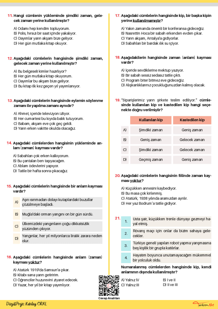 7. Sınıf Fiilde Anlam Kayması Testi (Turkcen Serisi)_2 7. Sınıf Fiilde Anlam Kayması Testi (Turkcen Serisi)_2